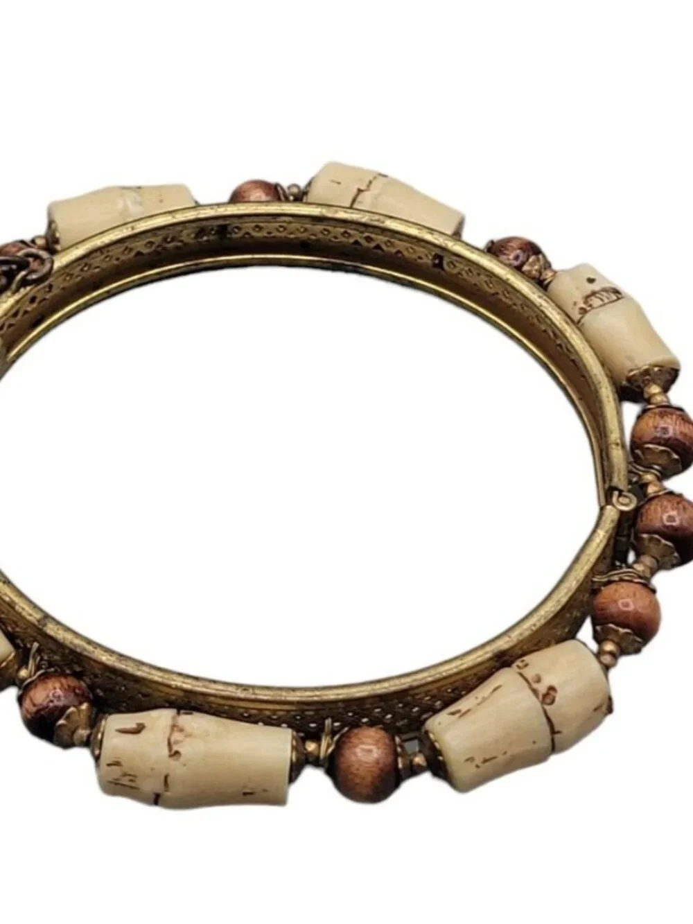 Rare Miriam Haskell Hinged Clamper Bangle Bracelet Vintage 1950s Signed 6.5